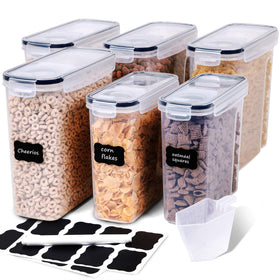 FOOYOO cereal container 4L shows a transparent body with airtight seal for freshness