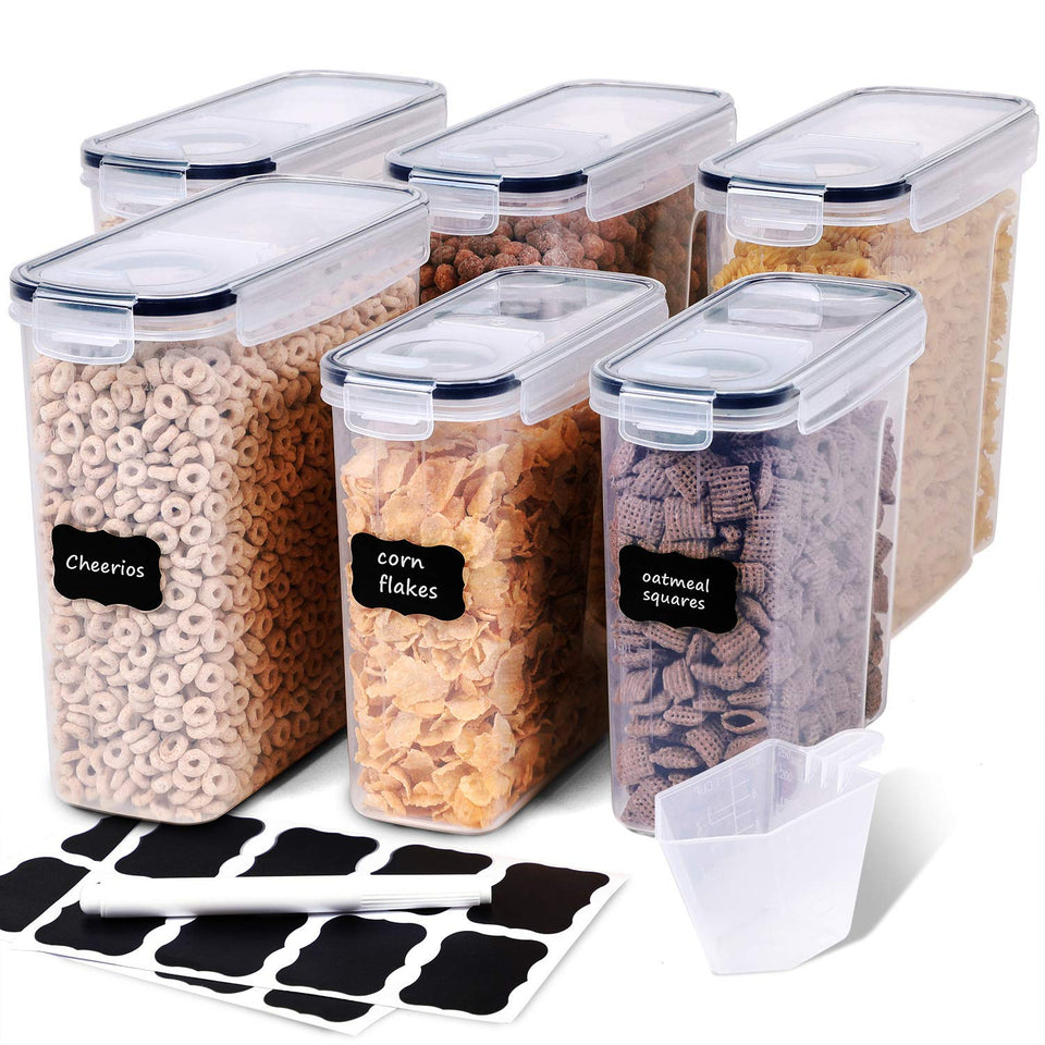 FOOYOO cereal container 4L shows a transparent body with airtight seal for freshness
