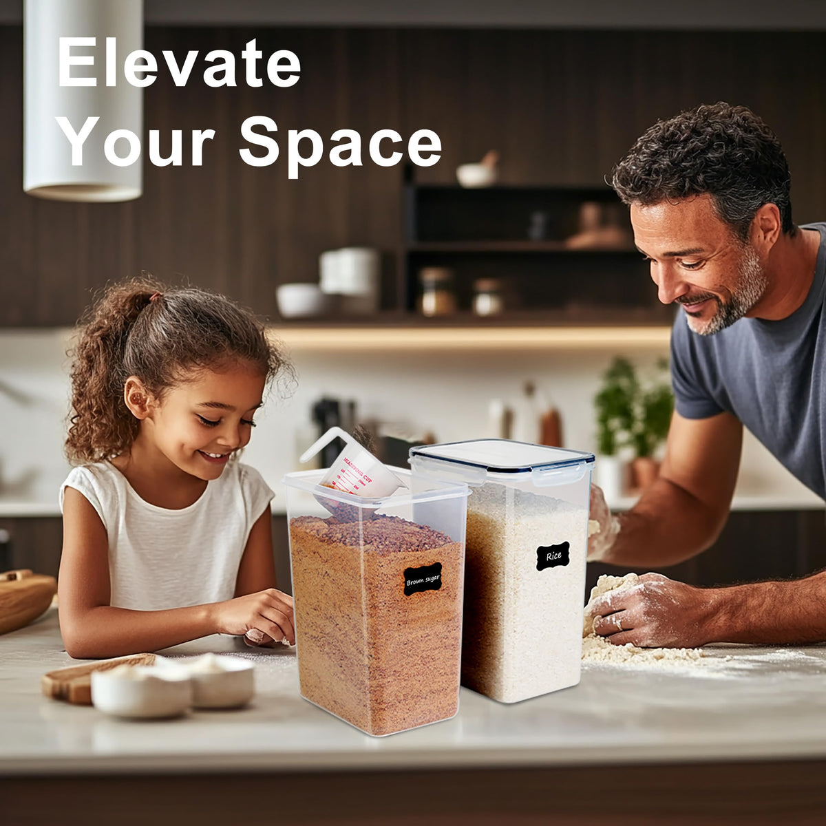 FOOYOO ideal for bulk storage of flour and sugar in the kitchen.