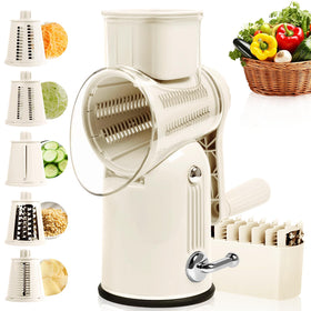 Fooyoubei rotary cheese grater with handle on a countertop