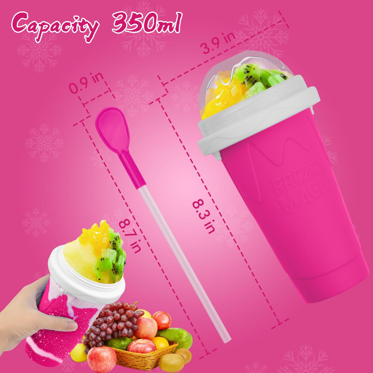 Food-grade silicone construction of the Fopudy slushie cup for safe reuse.