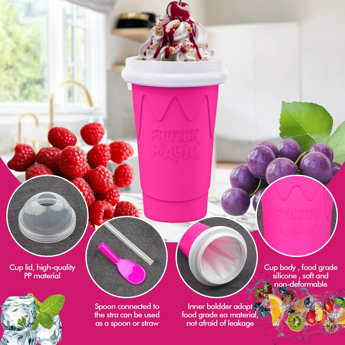 Lining EVA bag inside Fopudy slushie cup stays durable during reuse