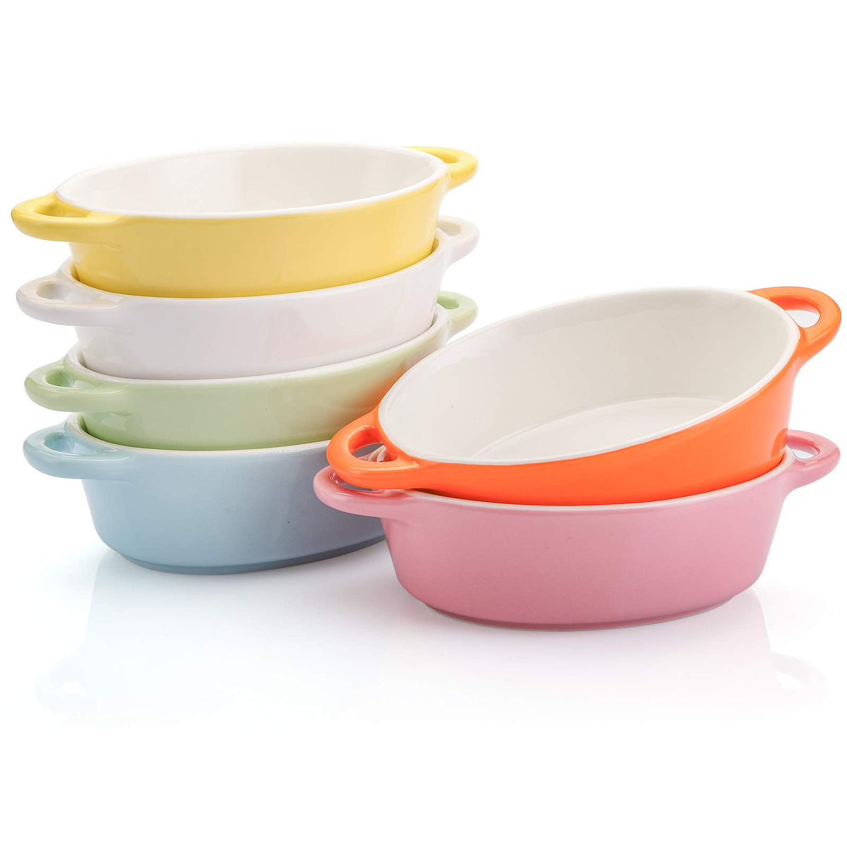 Foraineam colorful oval ramekins with ears and handles for easy grip