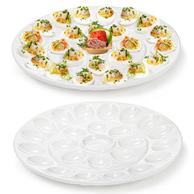 Foraineam deviled egg tray 12.6-inch white two-pack with 24-egg capacity for gatherings.