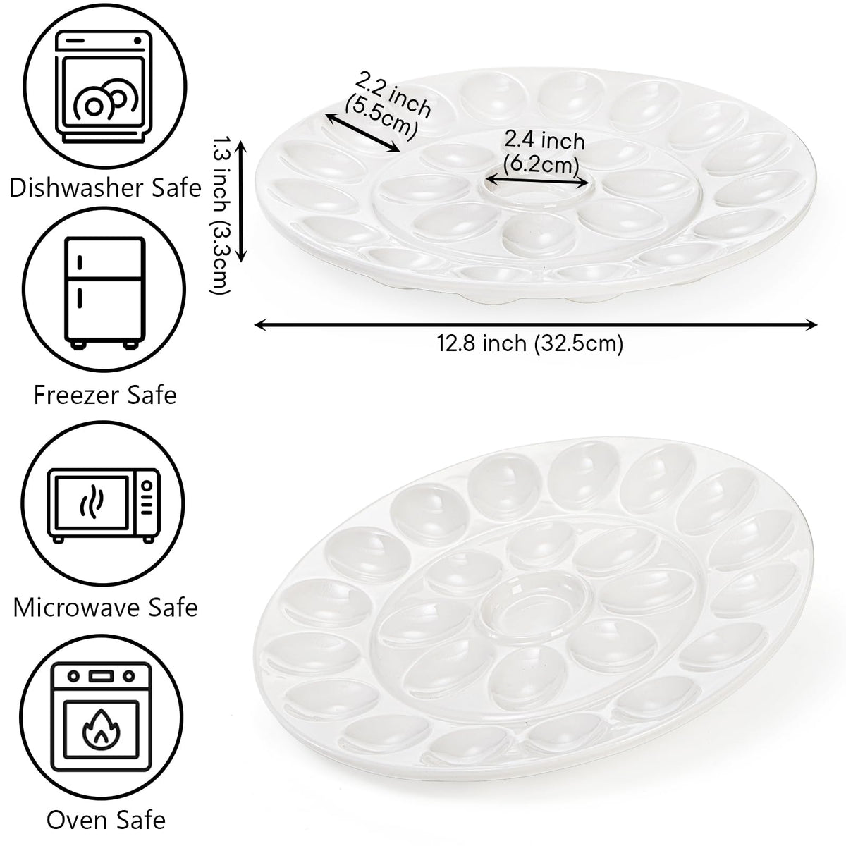 Foraineam porcelain tray highlights center sauce opening for flavorful presentations.