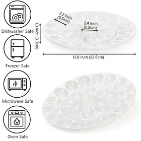Foraineam porcelain tray highlights center sauce opening for flavorful presentations.
