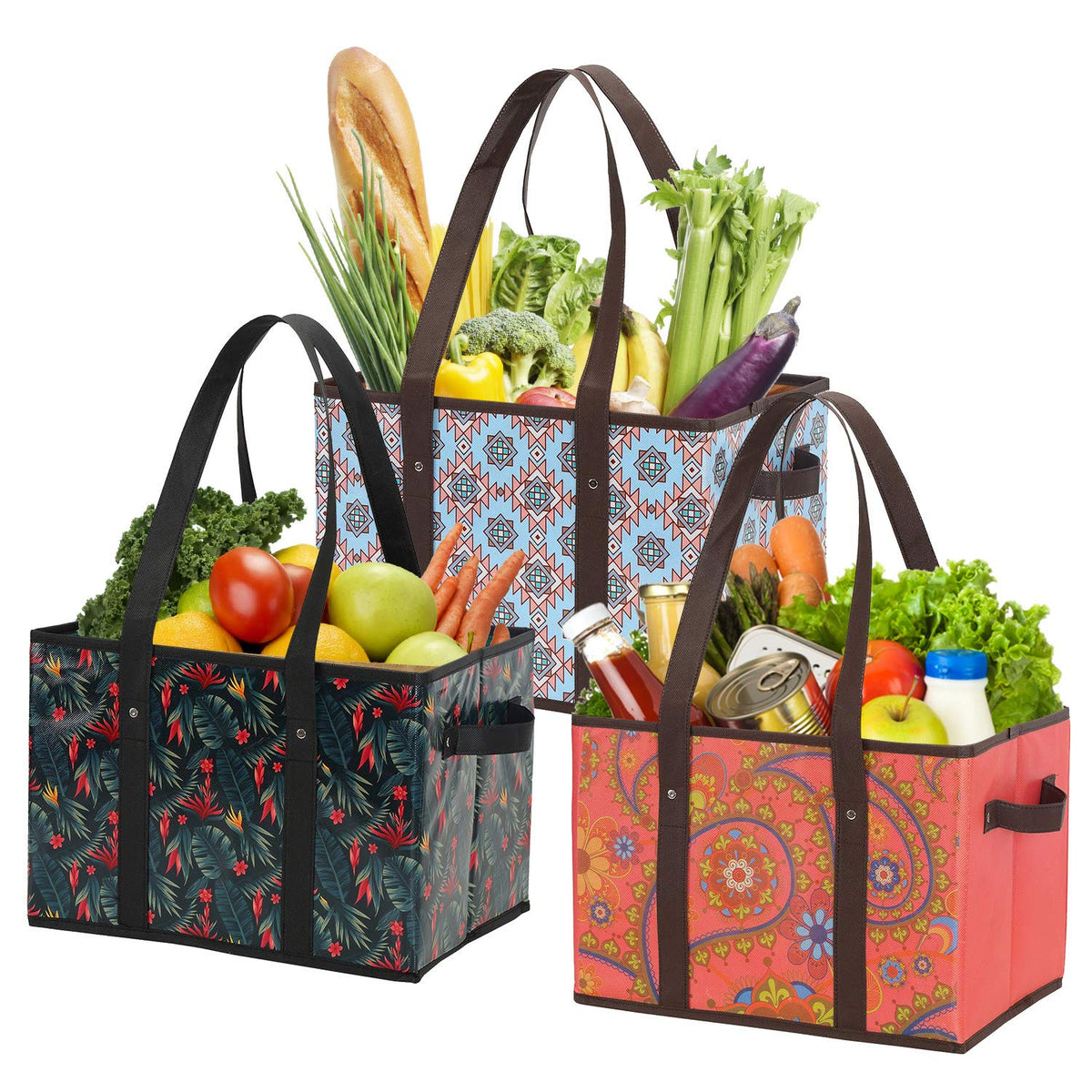 Foraineam grocery bags pattern variant a — reusable shopping for groceries and farmers markets