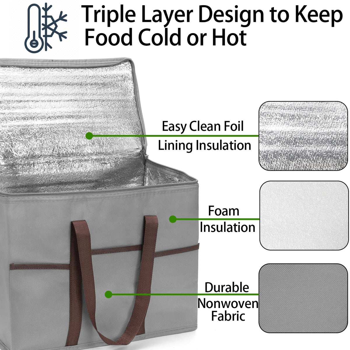Foraineam insulated bag interior is wipeable for quick cleaning.
