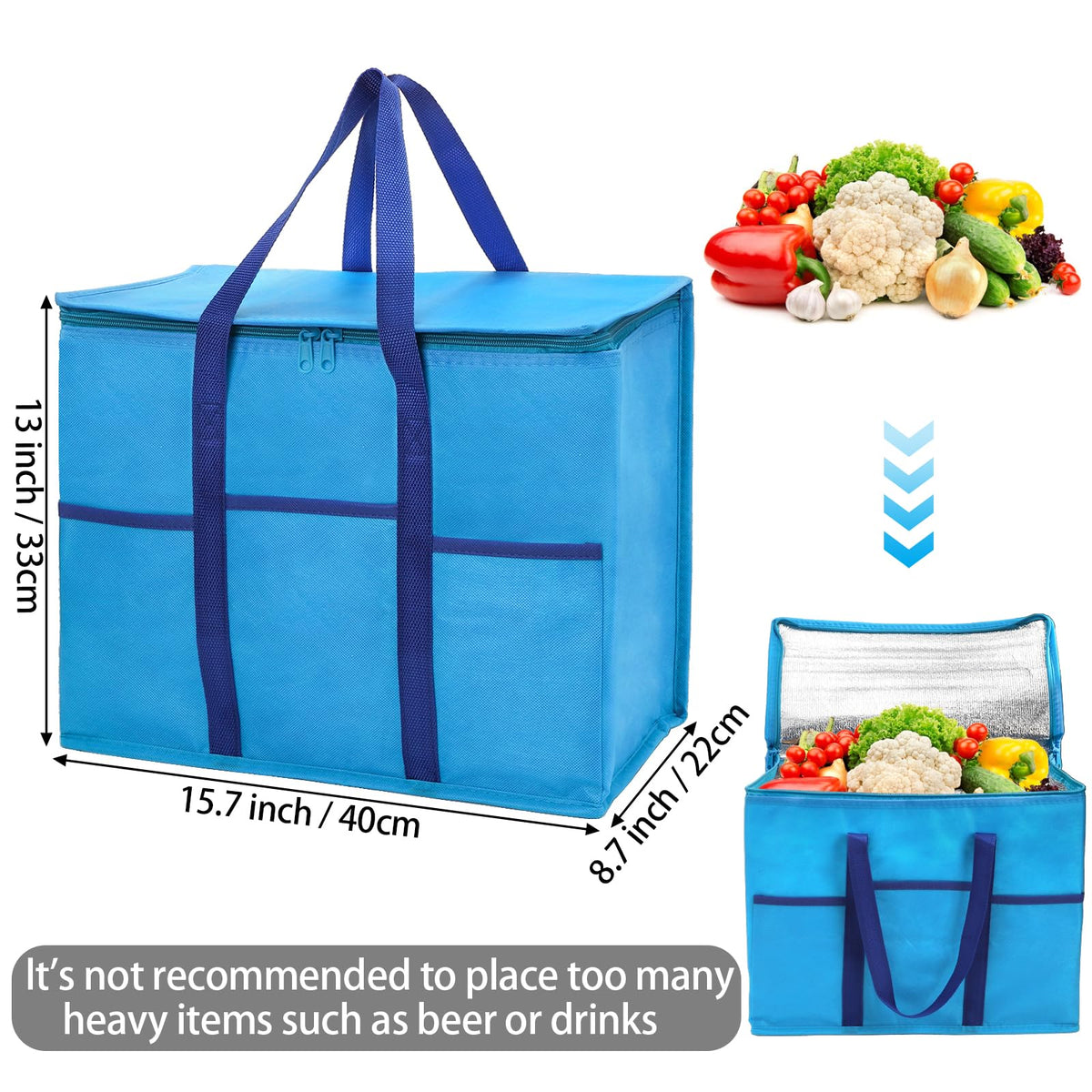 Foraineam insulated grocery bags with durable construction for reliable transport.