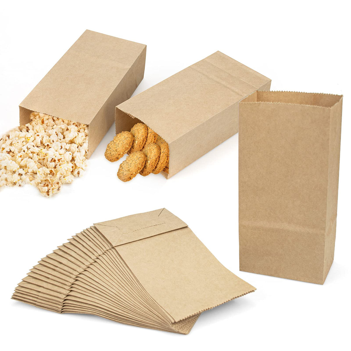 Foraineam mini kraft paper bags with flat bottoms ideal for party favors.