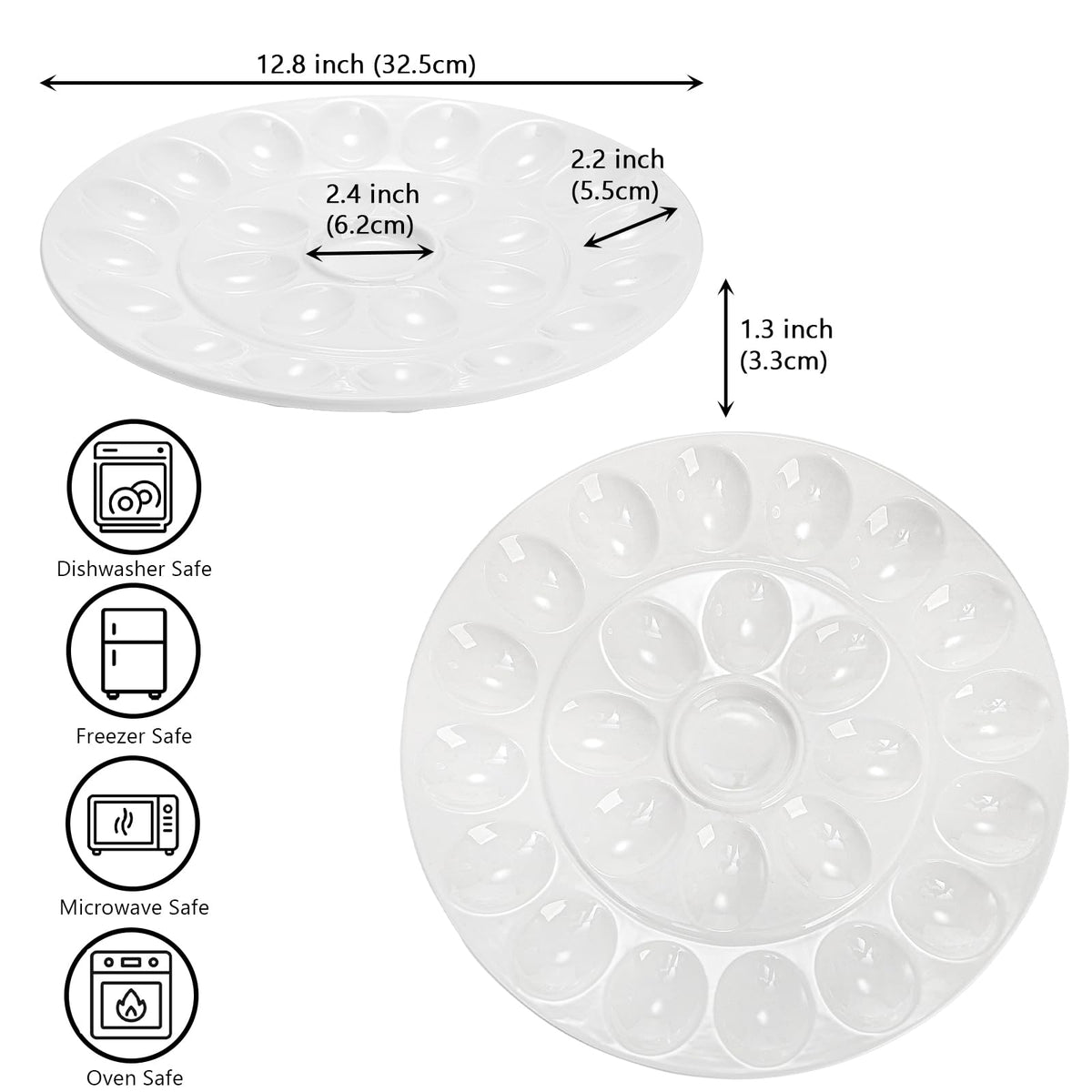 Foraineam porcelain egg platter in pure white with a smooth finish
