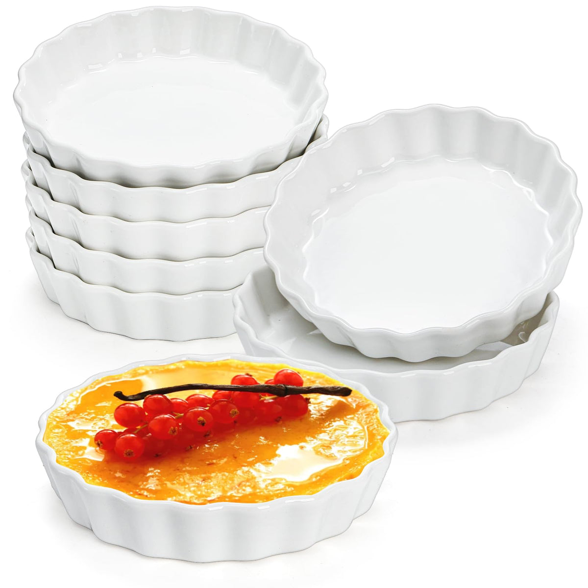 Foraineam 8-piece porcelain ramekins for portion-controlled single servings, ideal for desserts.
