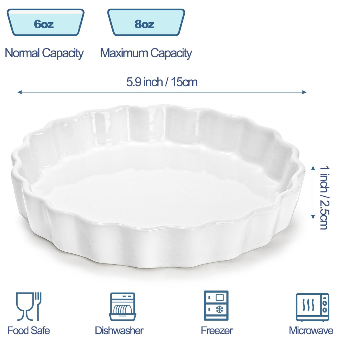 Foraineam porcelain quiche dishes with fluted rims ideal for savory bakes.