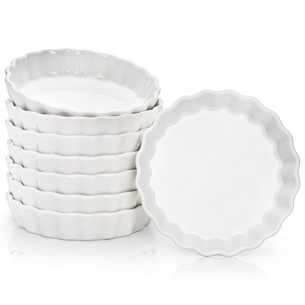 Foraineam stackable white ramekins save cupboard space.