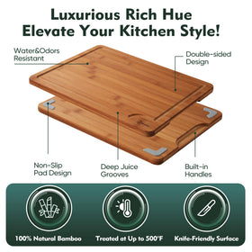 Foressic bamboo cutting board 14.5x11 large for meat or serving.