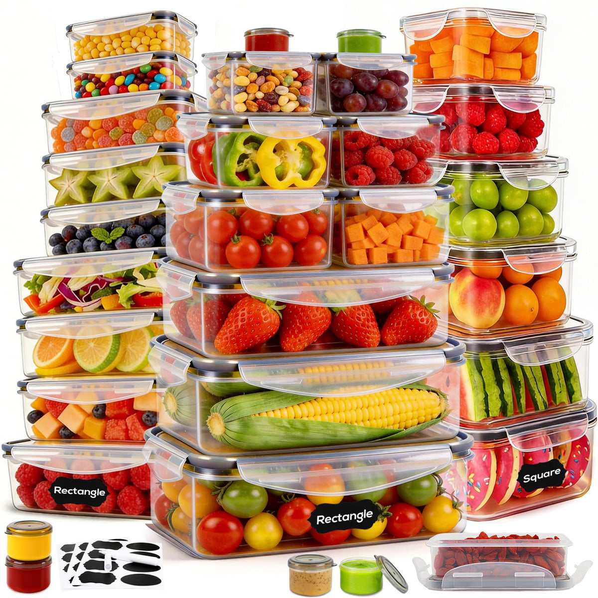 Forest Breathing 62-piece container set with lids for organized meal prep