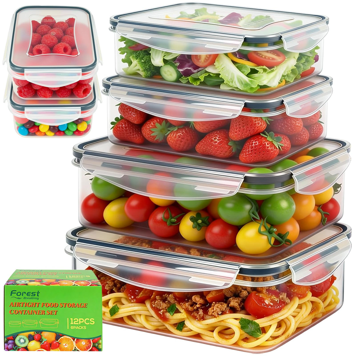 Forest Breathing 85oz container pack with lid for bulk meal prep