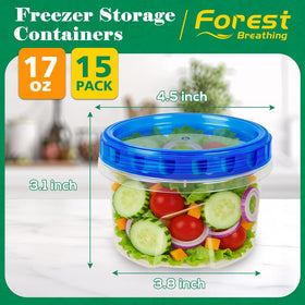 Forest Breathing airtight twist lids seal freshness for fridge and freezer.