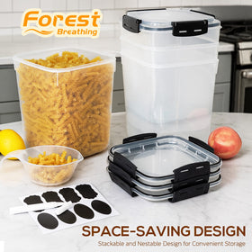 Forest Breathing transparent canisters help monitor bulk dry goods easily