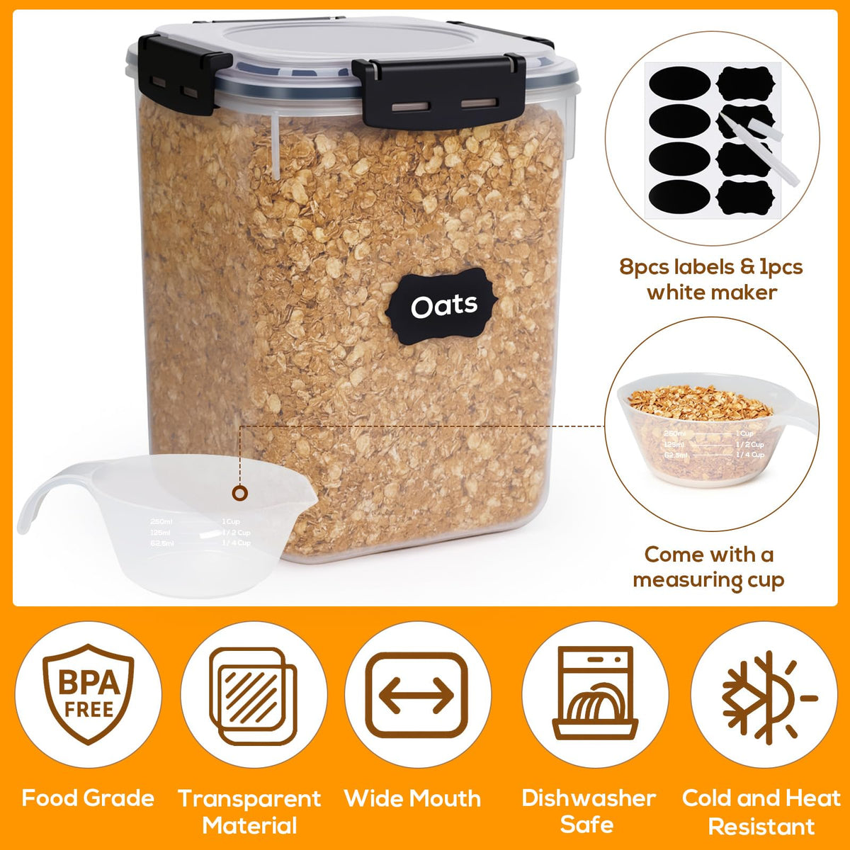 Forest Breathing measuring scoop and labels simplify portioning and organization
