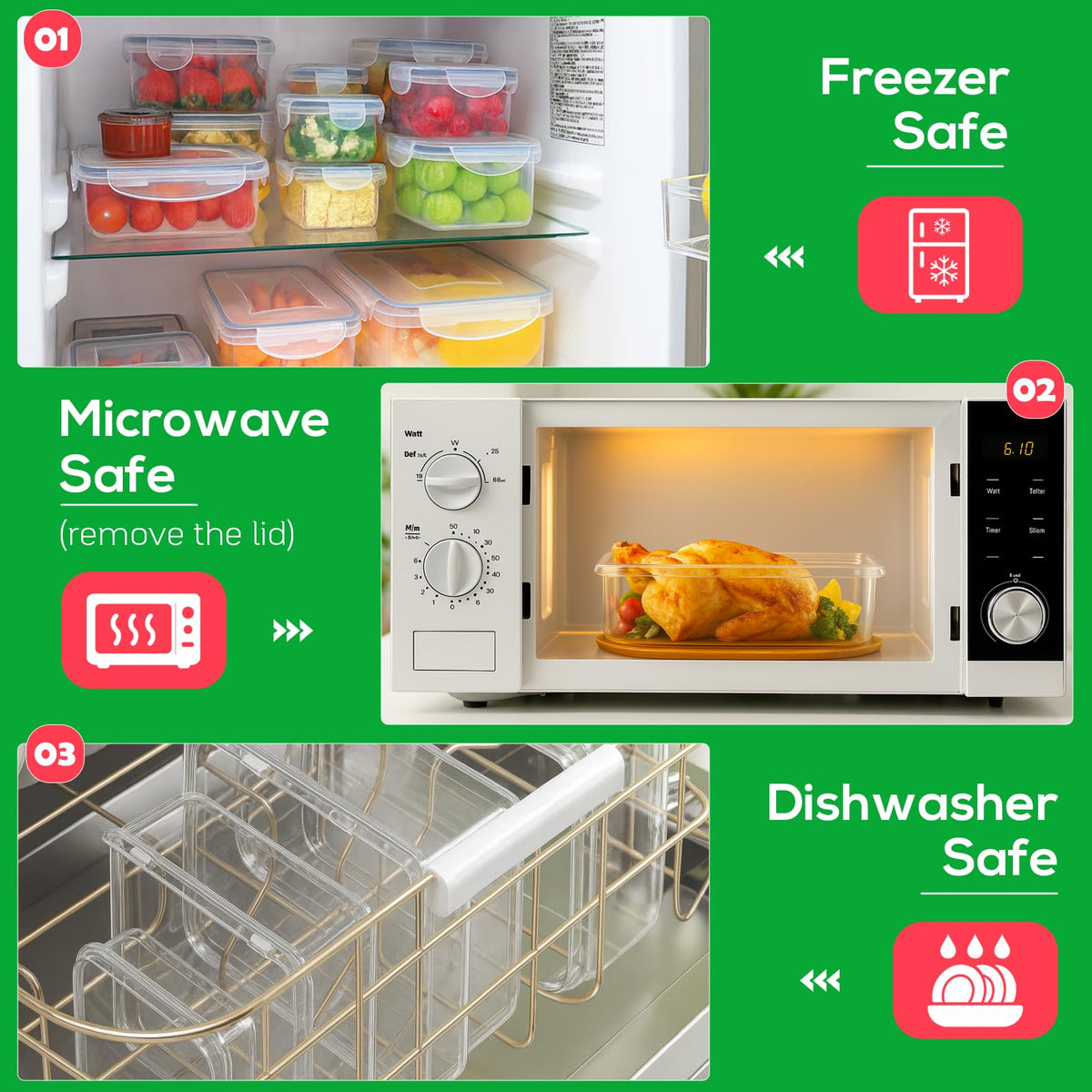 Forest Breathing stackable design saves cabinet space and keeps fridge tidy