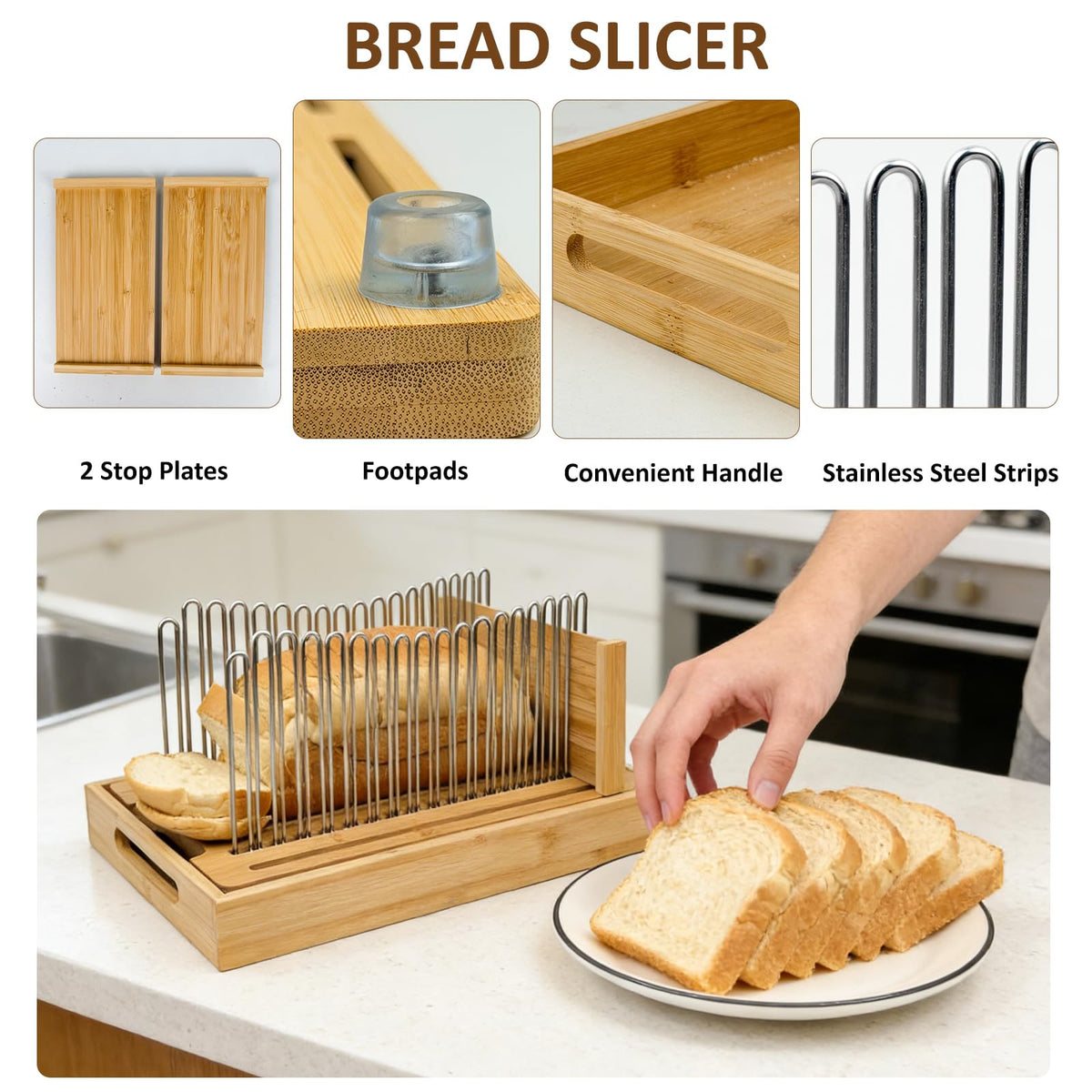 Forest Manor Slicer dual baffle securely holds bagels for safe halving.