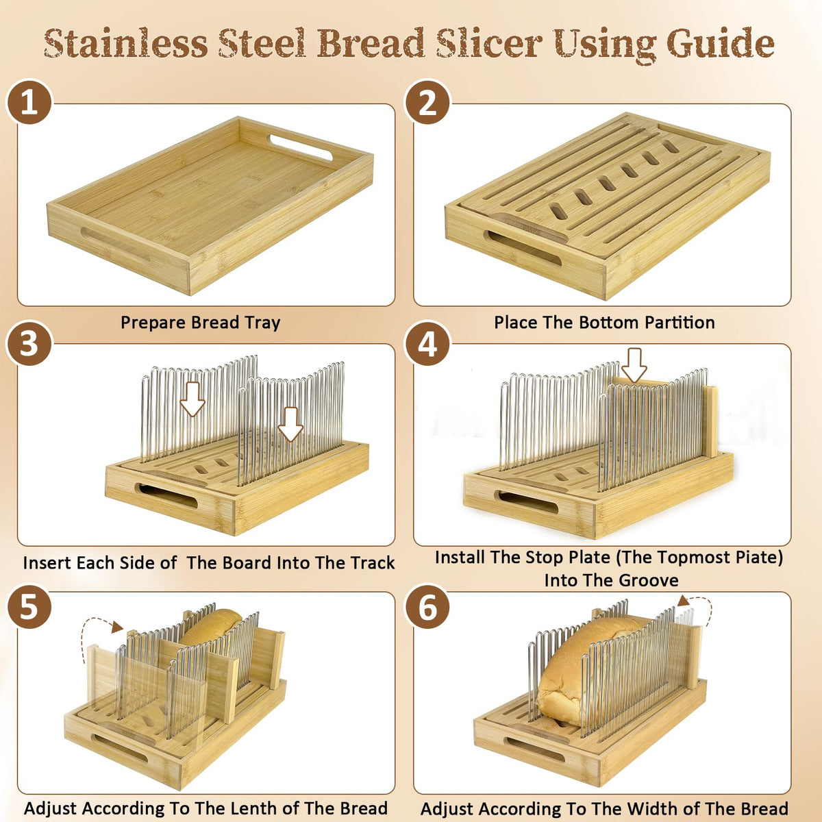 Forest Manor Bread Slicer removable crumb tray catches crumbs and doubles as serving tray.