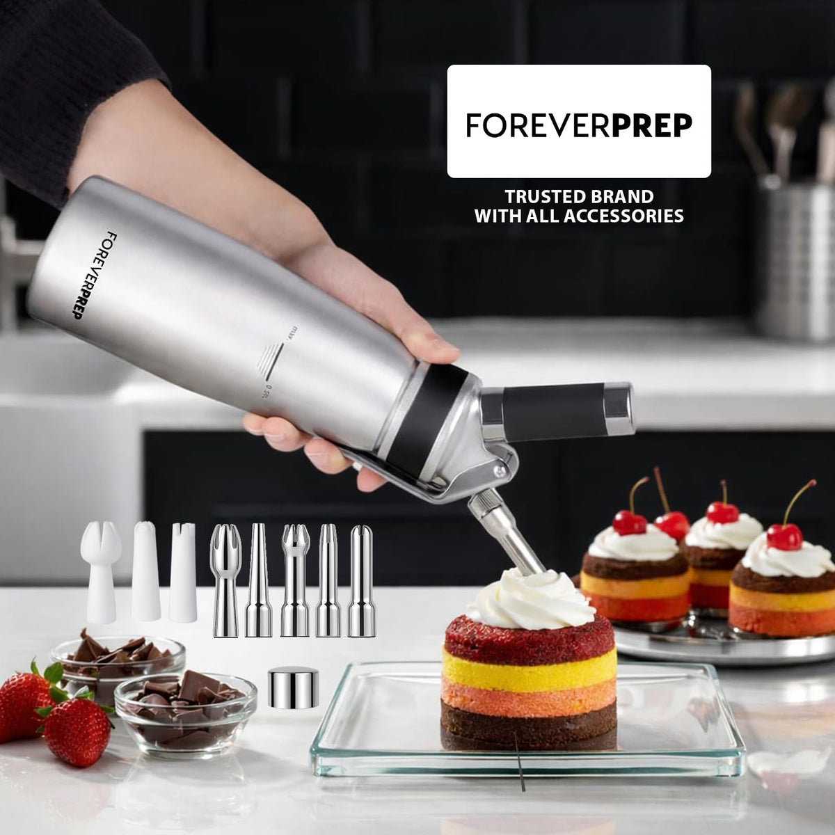ForeverPrep small nozzle brush for thorough cleaning of tight tips.