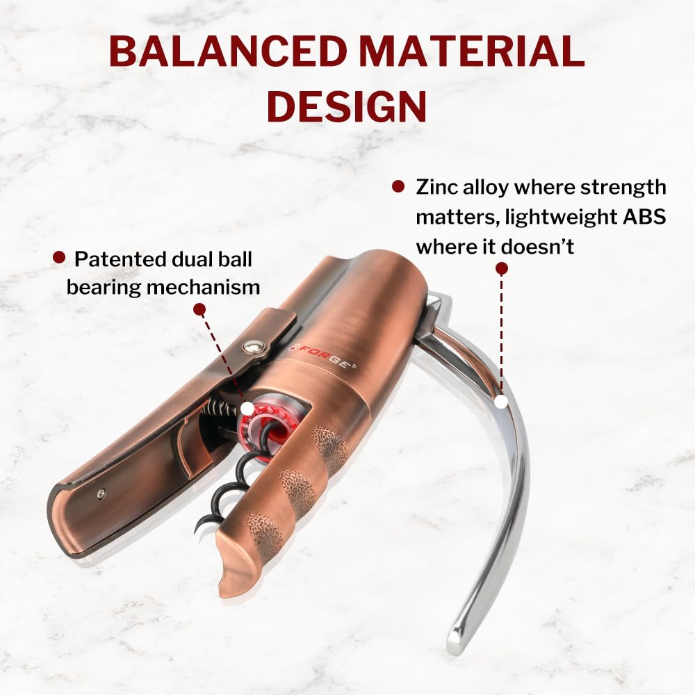 Forge zinc alloy handle highlighted for durable, premium feel.