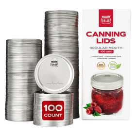 FORJARS regular-mouth lids 100-pack provide durable, airtight seals for mason jars.