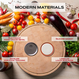 FORJARS silicone seal closeup emphasizes BPA-free, leak-proof preservation for foods.