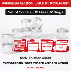 FORJARS thicker glass jar withstands pressure canning and freezing.