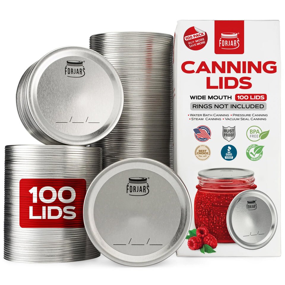 FORJARS wide-mouth lids 100-pack sealing jars for long-lasting freshness