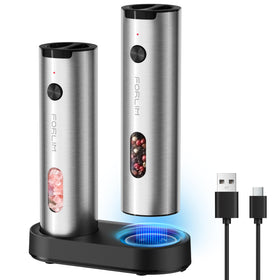 FORLIM electric grinder set front view showcasing stainless steel, ideal for quick seasoning in any kitchen