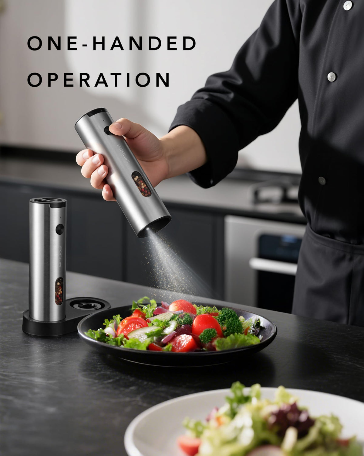 FORLIM LED-lit grinding reveals precise seasoning as you cook