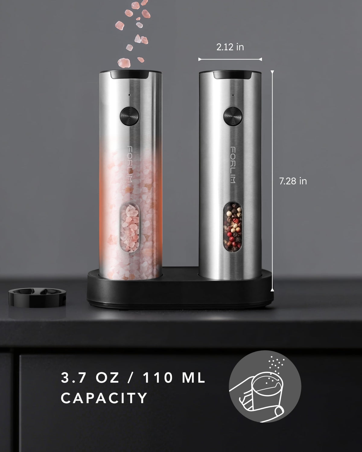 FORLIM transparent PETG storage shows remaining spices at a glance