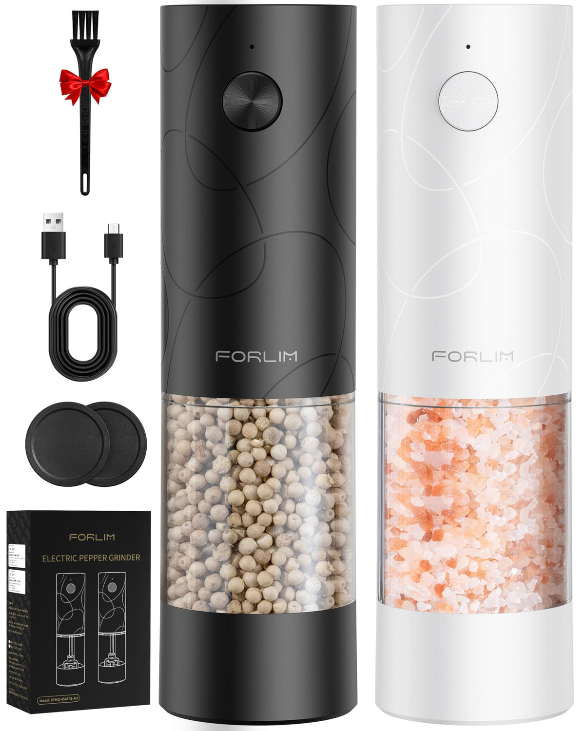 FORLIM electric salt and pepper grinder set with USB-C charging for fast kitchen prep.