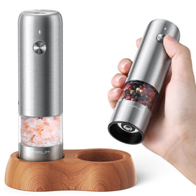 FORLIM mini electric grinder base showcases compact, travel-ready seasoning for meals.