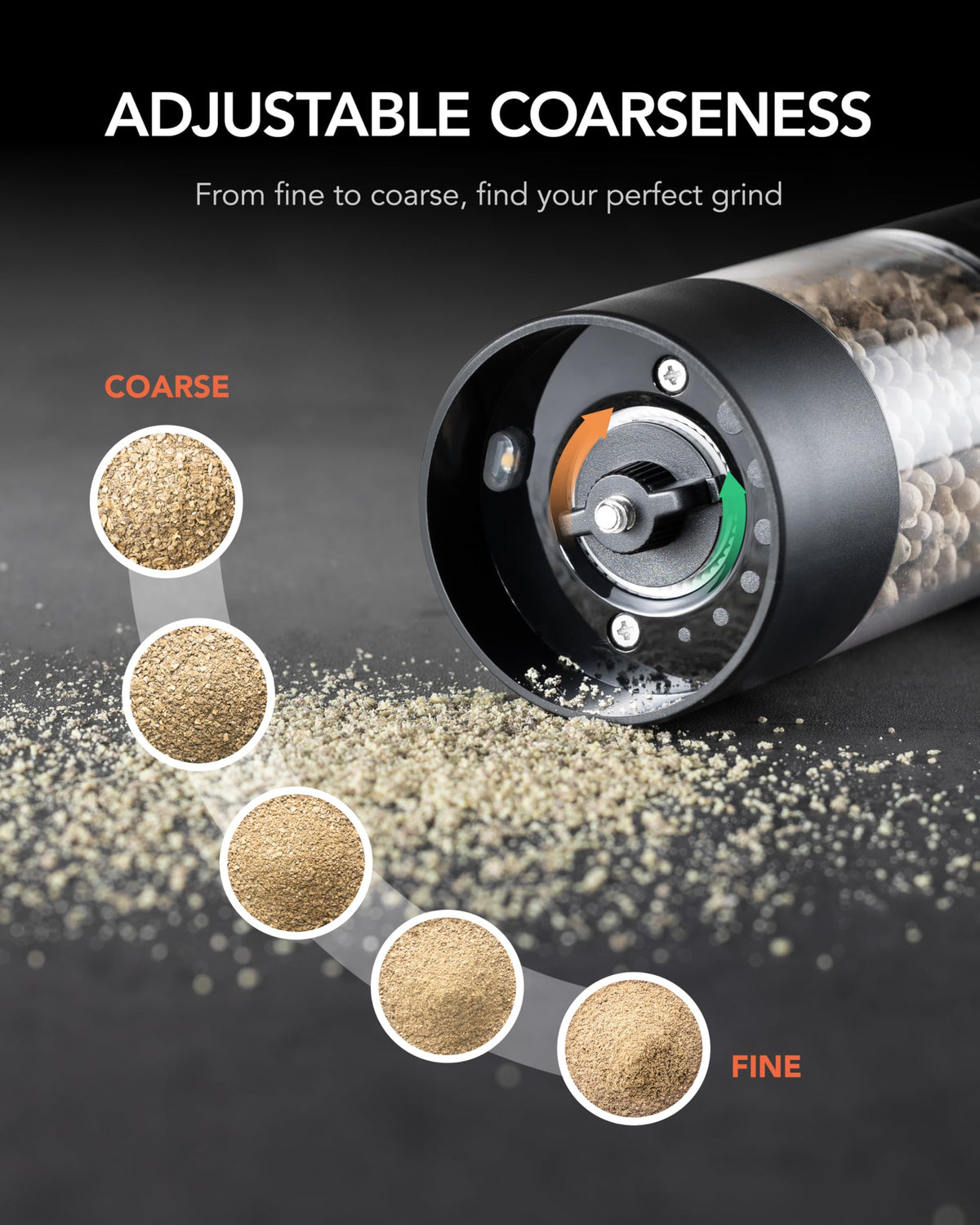 FORLIM white LED light illuminates the grind area for precision.