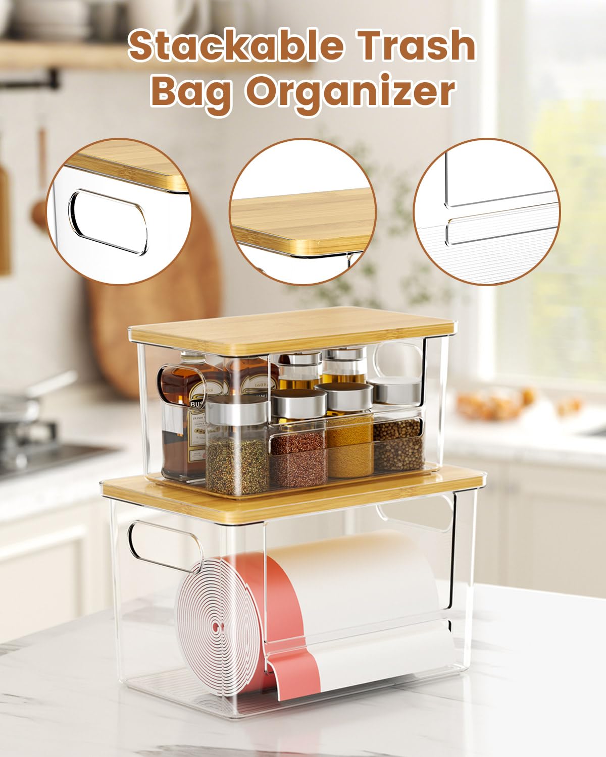 Foroyalife Trash Bag Dispenser 2-Pack transparent body allows quick bag level checks.