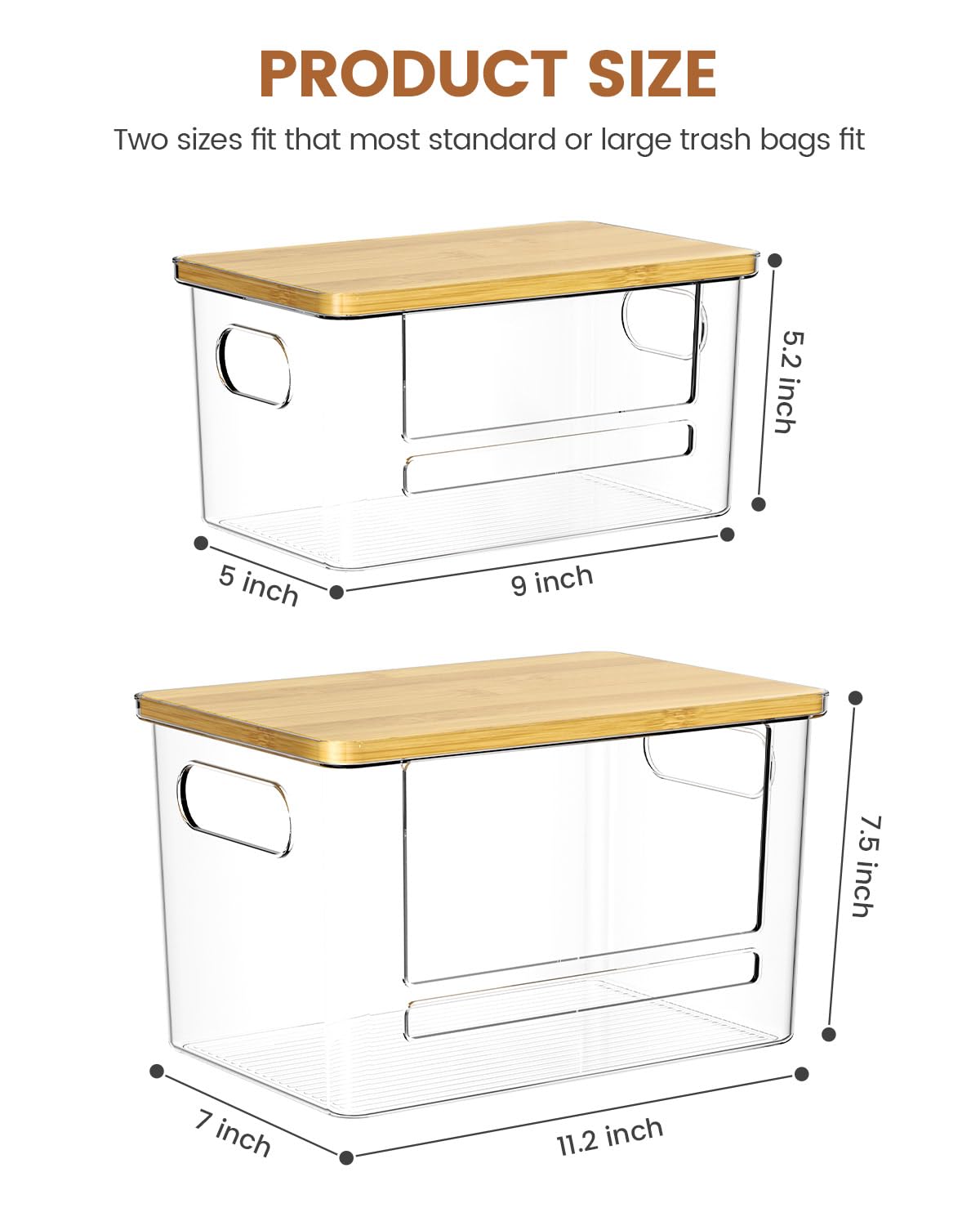 Foroyalife Trash Bag Dispenser 2-Pack versatile storage for pantry, laundry, baths.