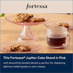 Fortessa Jupiter pink glassware; dishwasher-safe convenience for easy cleanup after gatherings.