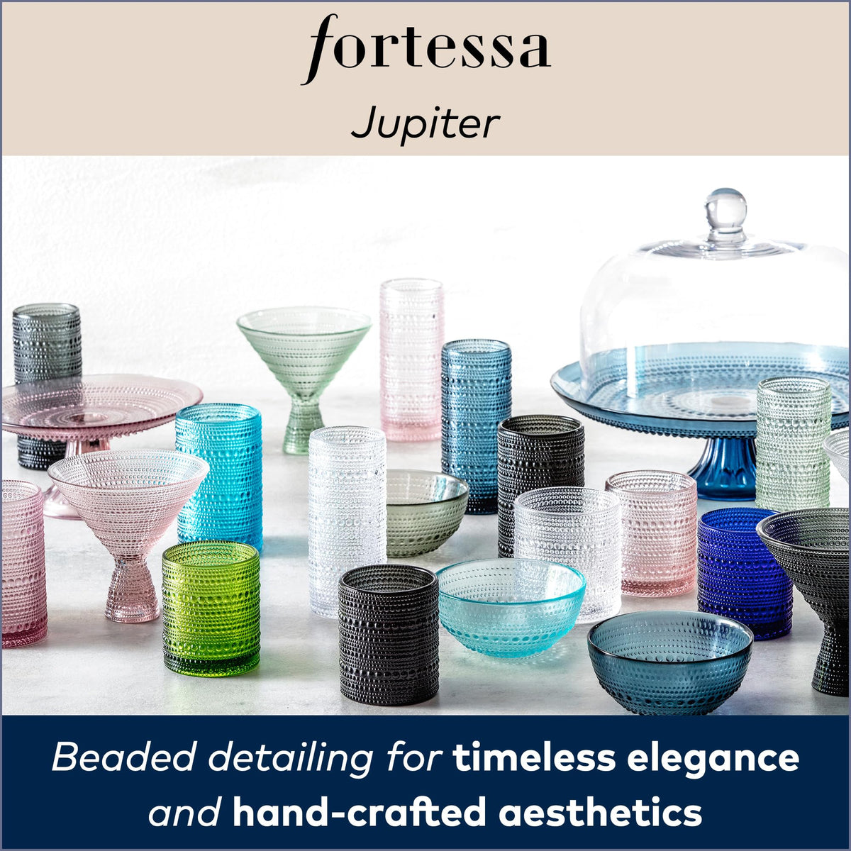 Fortessa Jupiter vintage-inspired design evokes Paris markets for timeless tablescape styling.