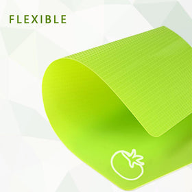 Fotouzy green cutting board for vegetables keeps produce separate and organized.