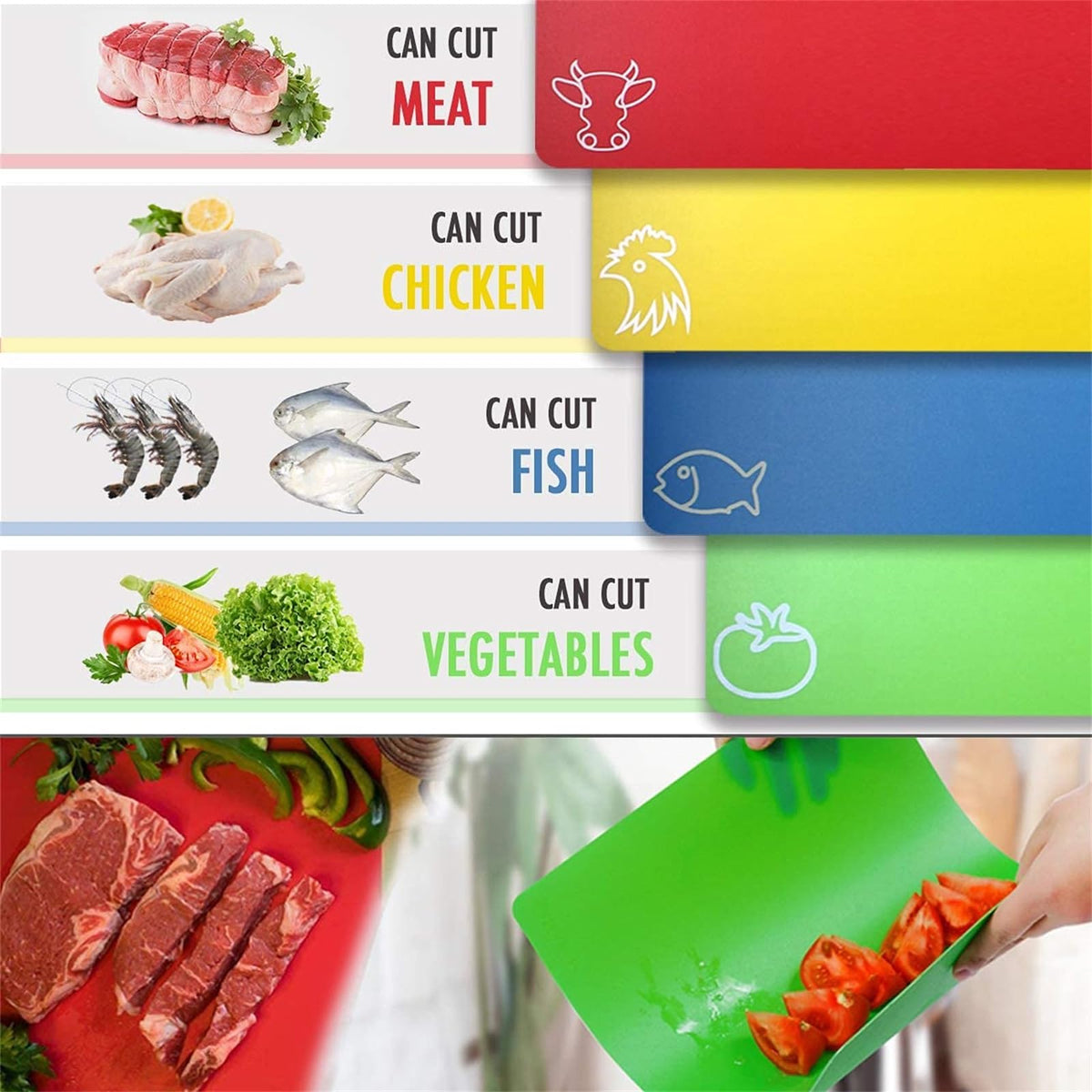 Fotouzy grid-backed cutting board grips damp surfaces for stable chopping.