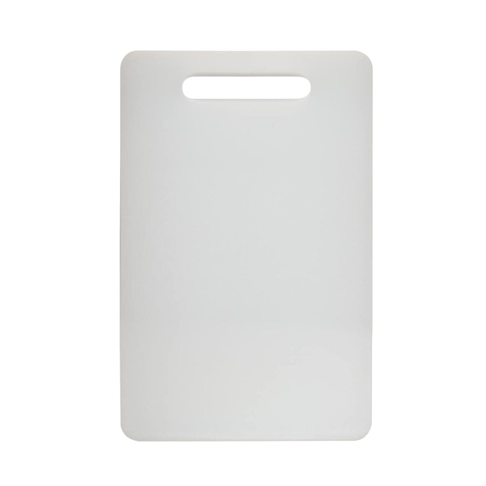 Fotouzy cutting board white with handles, top view, easy grip for efficient chopping.