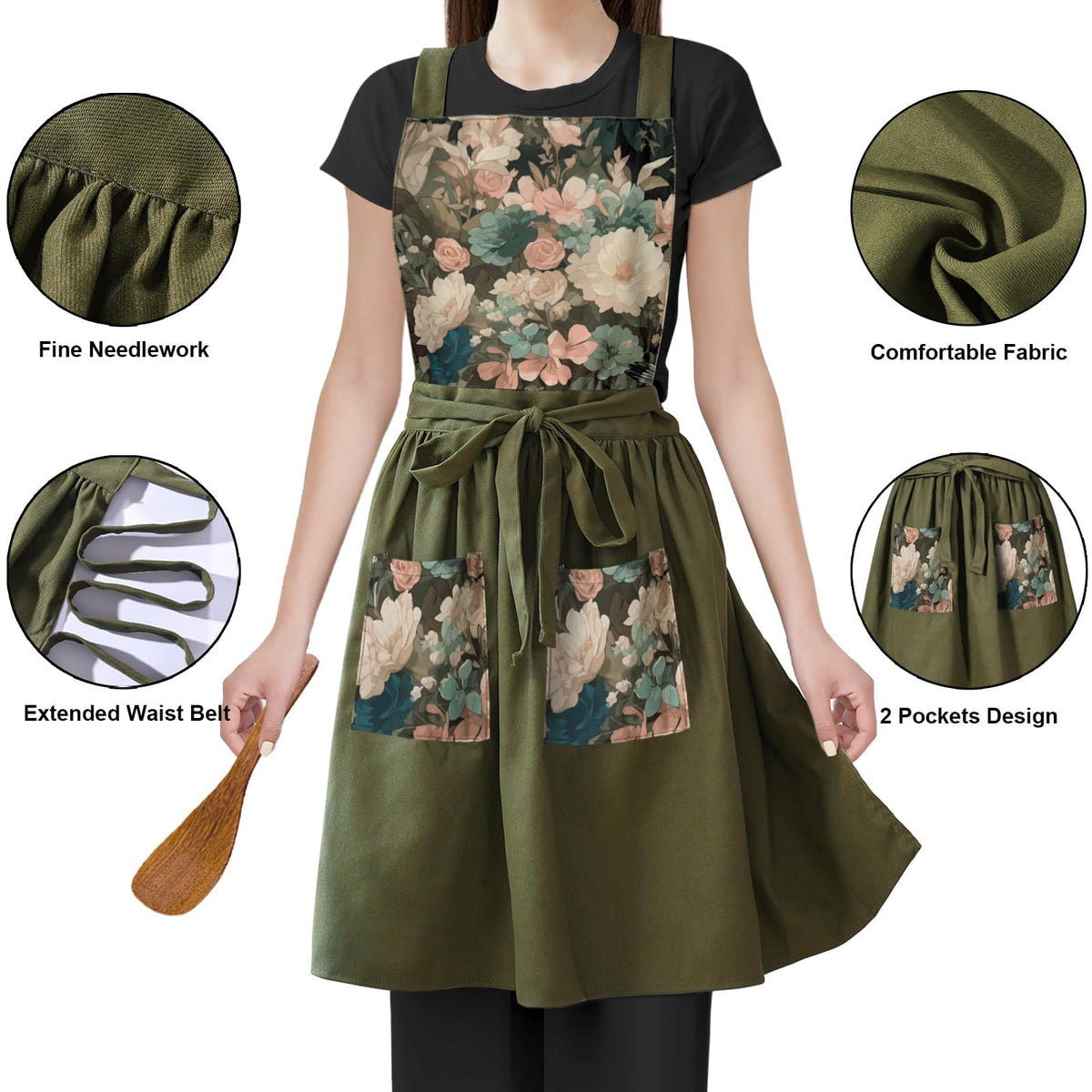 FOTVEFLEIR two-pocket apron for easy tool access, keeping utensils handy.