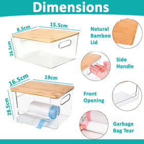 Four Flowers trash bag dispenser under-sink installation for organized cabinets.