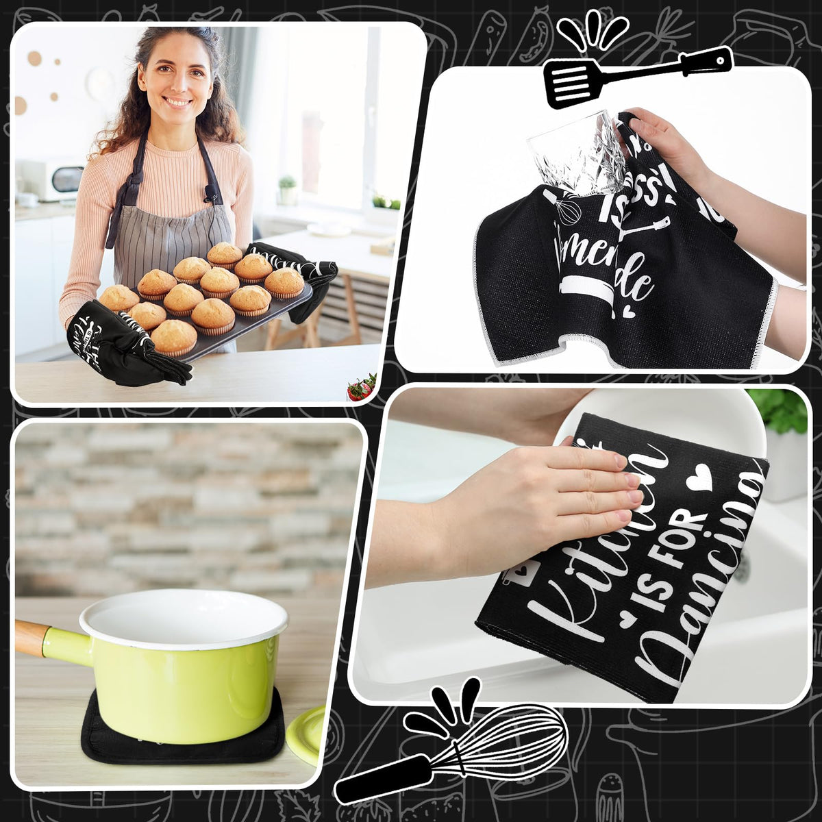 Fourluoo kitchen oven mitts provide heat resistant protection for baking