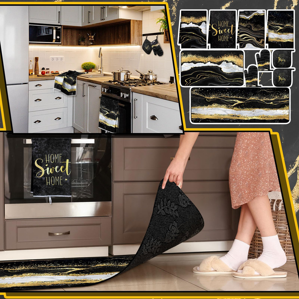 Fourluoo marble kitchen decor set overview for cohesive farmhouse style